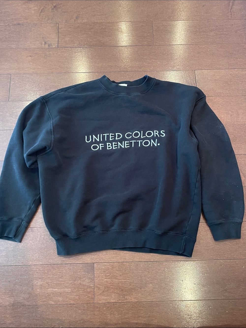 United Colors Of Benetton Black Crewneck Sweatshirt with White Logo